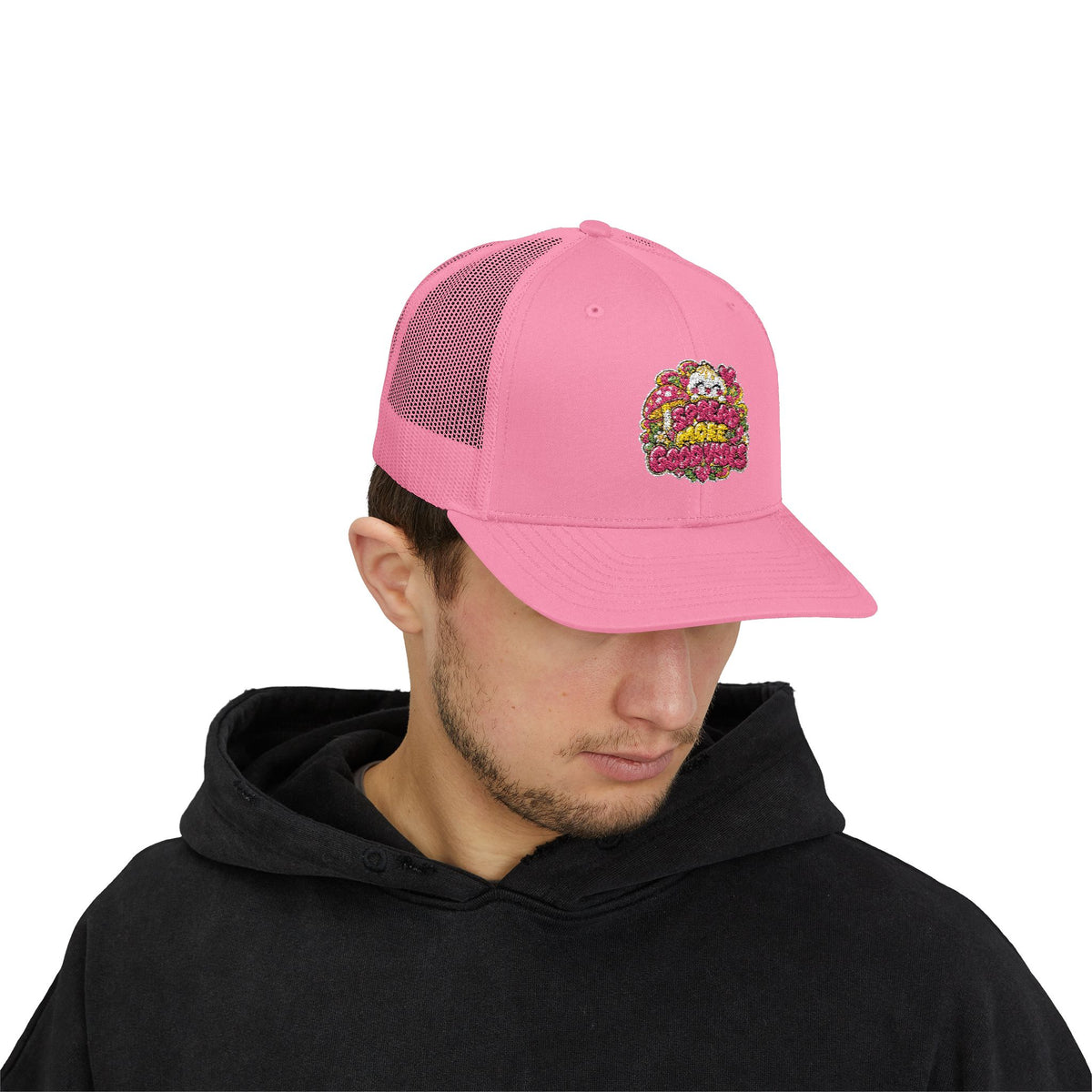 Spread More Good Vibes Snapback Trucker Cap — Sparkle Dumpling Patch Hat