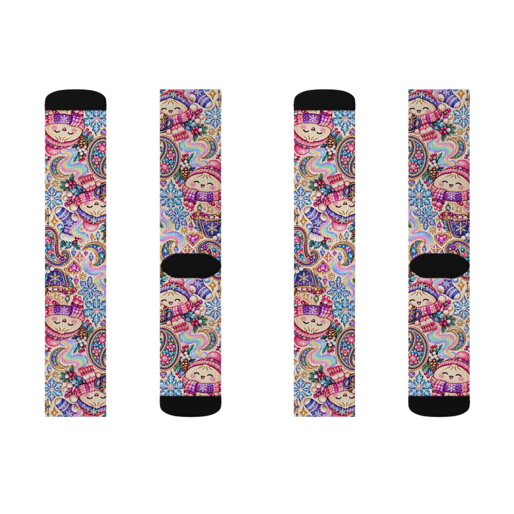 Cozy Buns Club Crew Socks — Psychedelic Dumpling Paisley