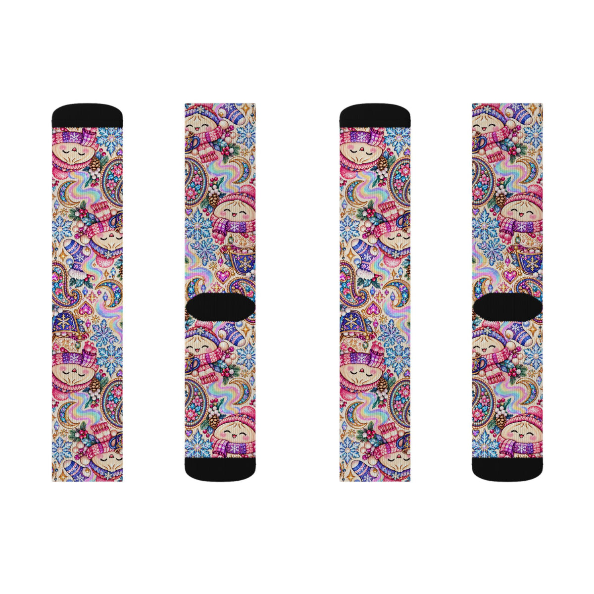 Cozy Buns Club Crew Socks — Psychedelic Dumpling Paisley