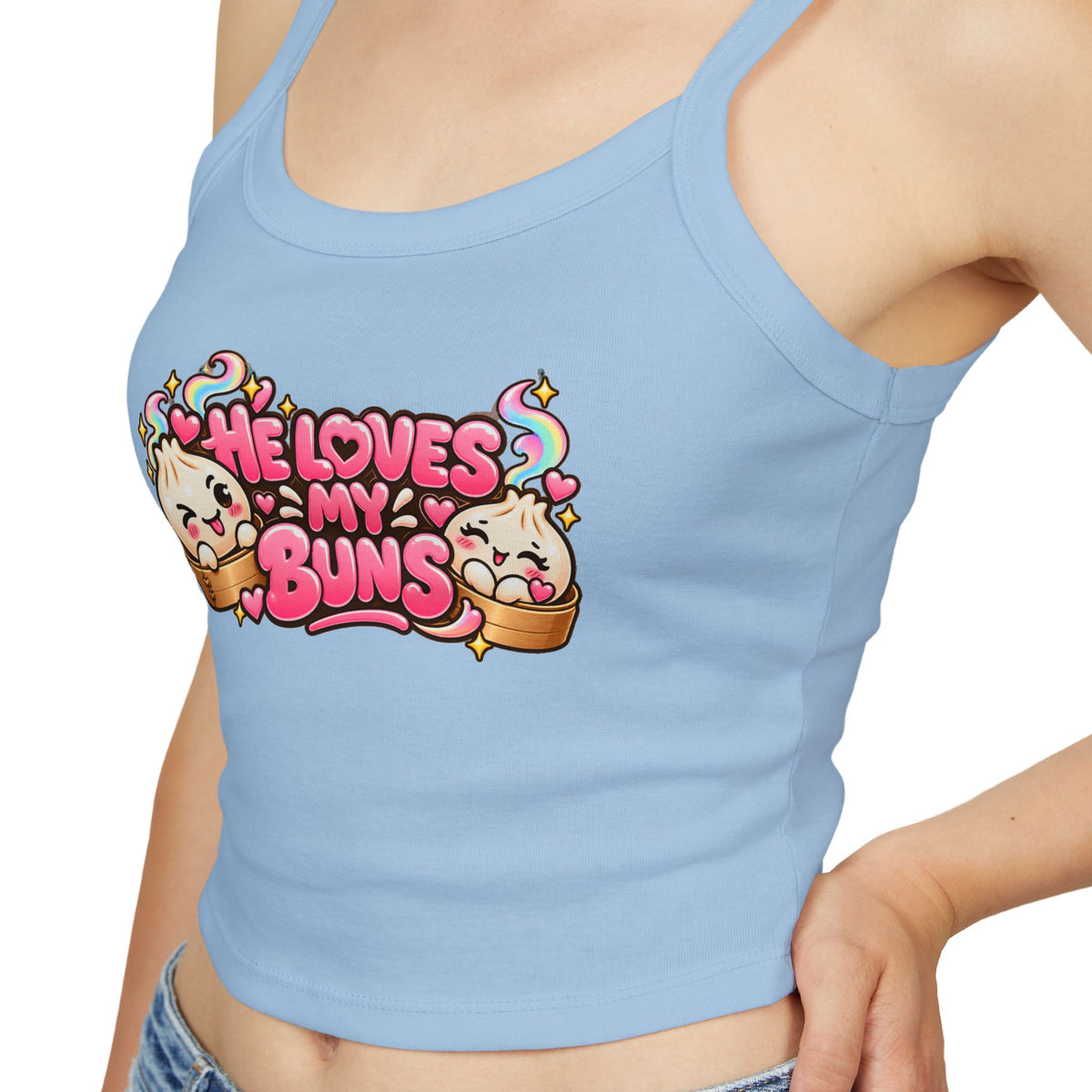 He Loves My Buns Spaghetti Tank — Kawaii Couple Graphic