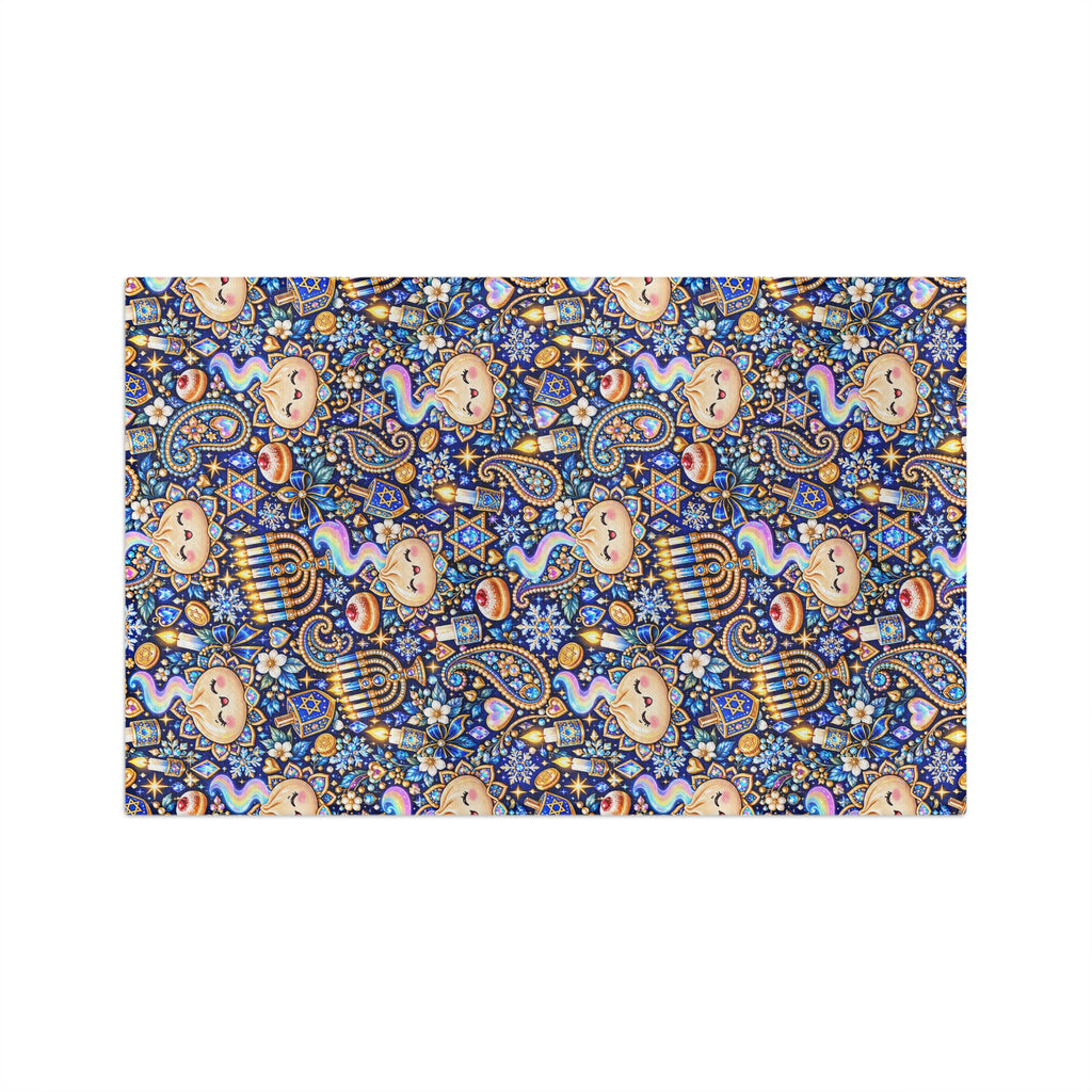 Eight Cozy Nights Hanukkah Tea Towel — Menorah, Dreidel & Dumplings