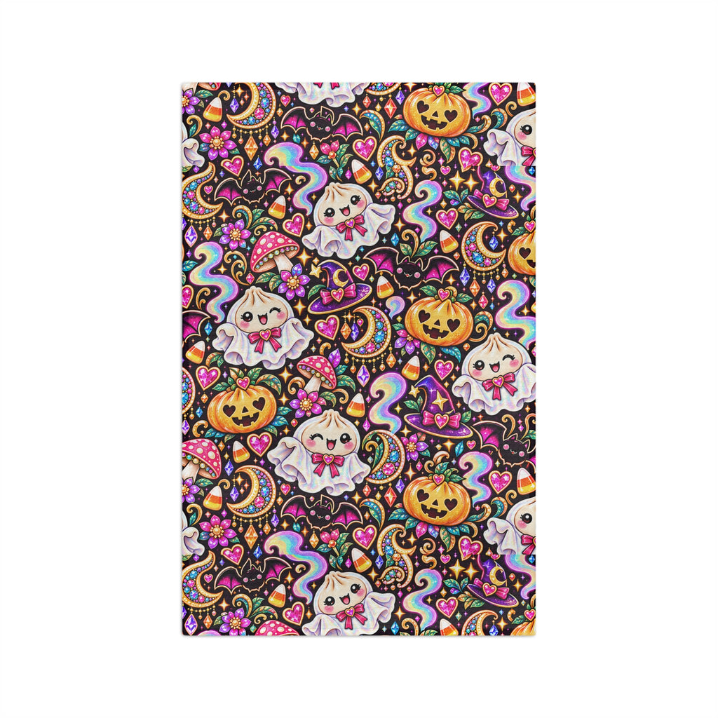 Halloween Kawaii Ghost & Jack-O'-Lantern  Dumpling Microfiber Tea Towel