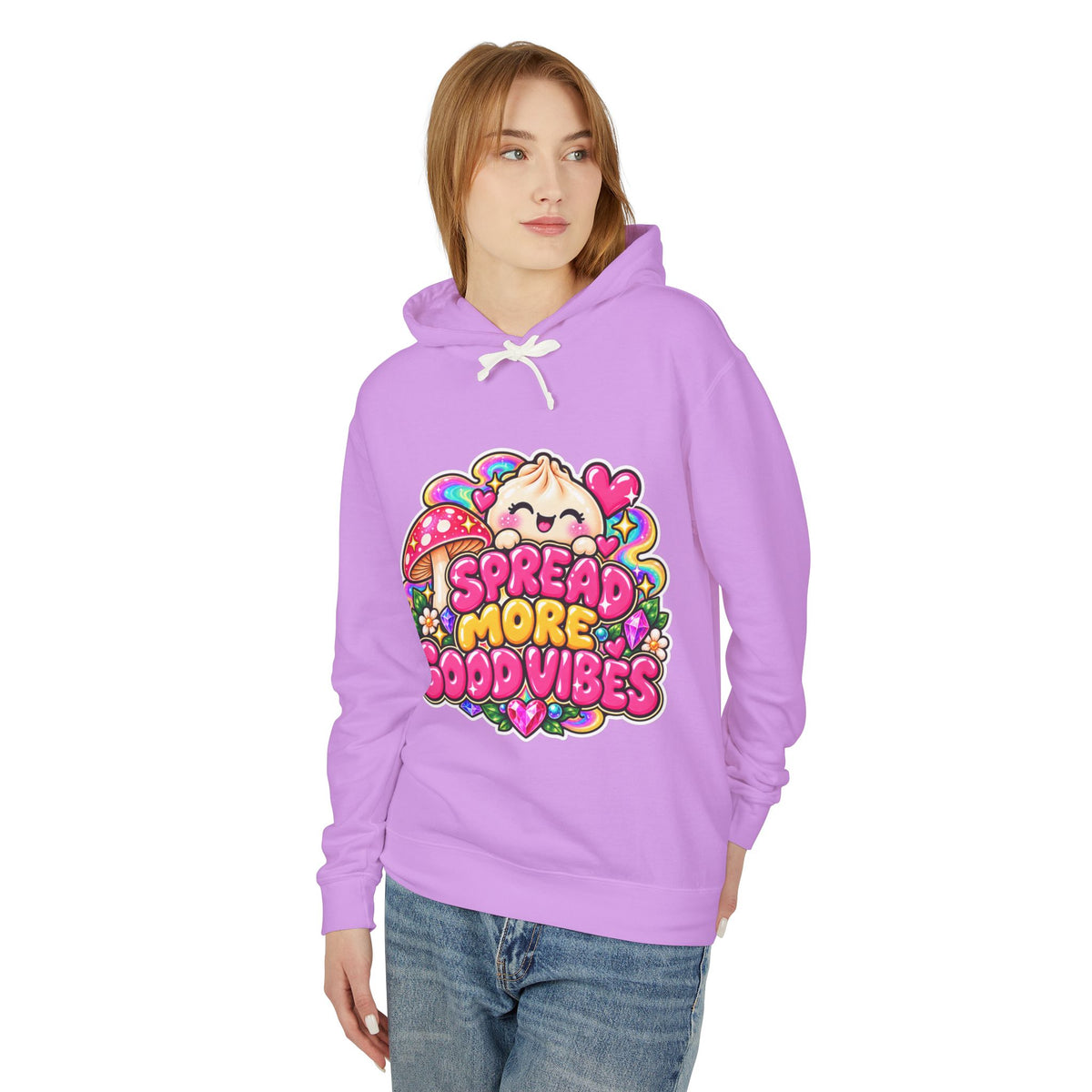 Good Vibes Hoodie — "Spread More Good Vibes" Cute Kawaii Graphic Pullover