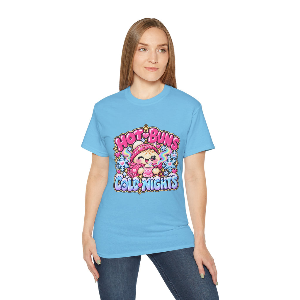 Hot Buns Cold Nights Tee — Cute Winter Graphic T-Shirt