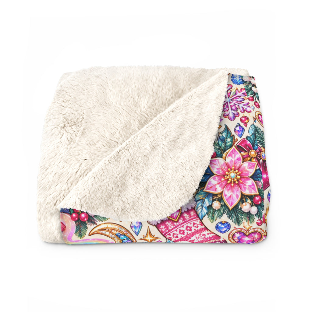 Floral Paisley Dumplings Sherpa Blanket — Cozy Plush Throw for Kids & Adults