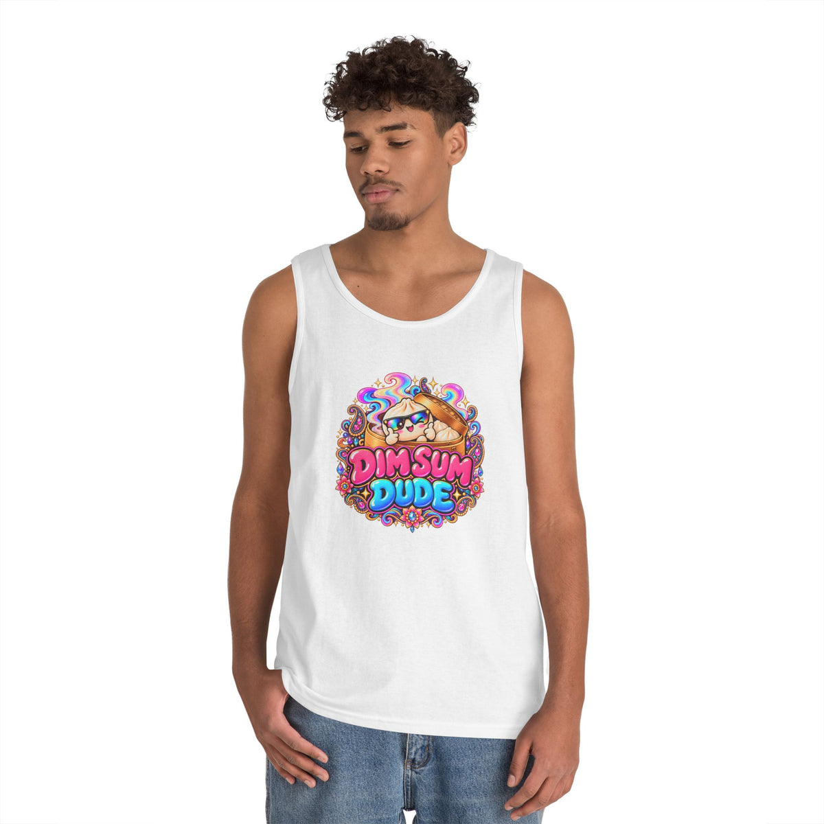 Dim Sum Dude Tank Top — Cute Cartoon Dumpling Graphic Tank