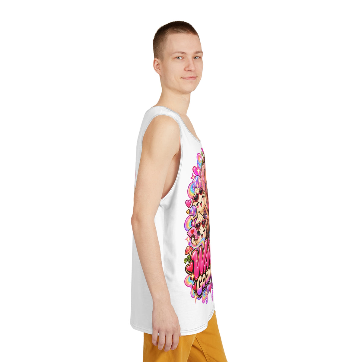 "Wanton Good Vibes" Cute Steamed Bun Graphic Tank Top — Kawaii Dumpling Illustration