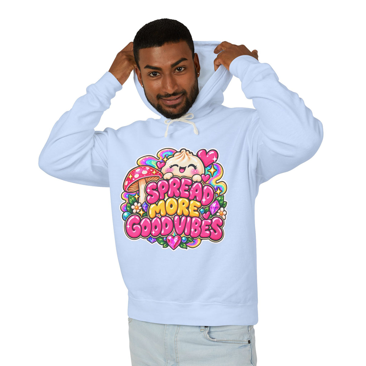 Good Vibes Hoodie — "Spread More Good Vibes" Cute Kawaii Graphic Pullover