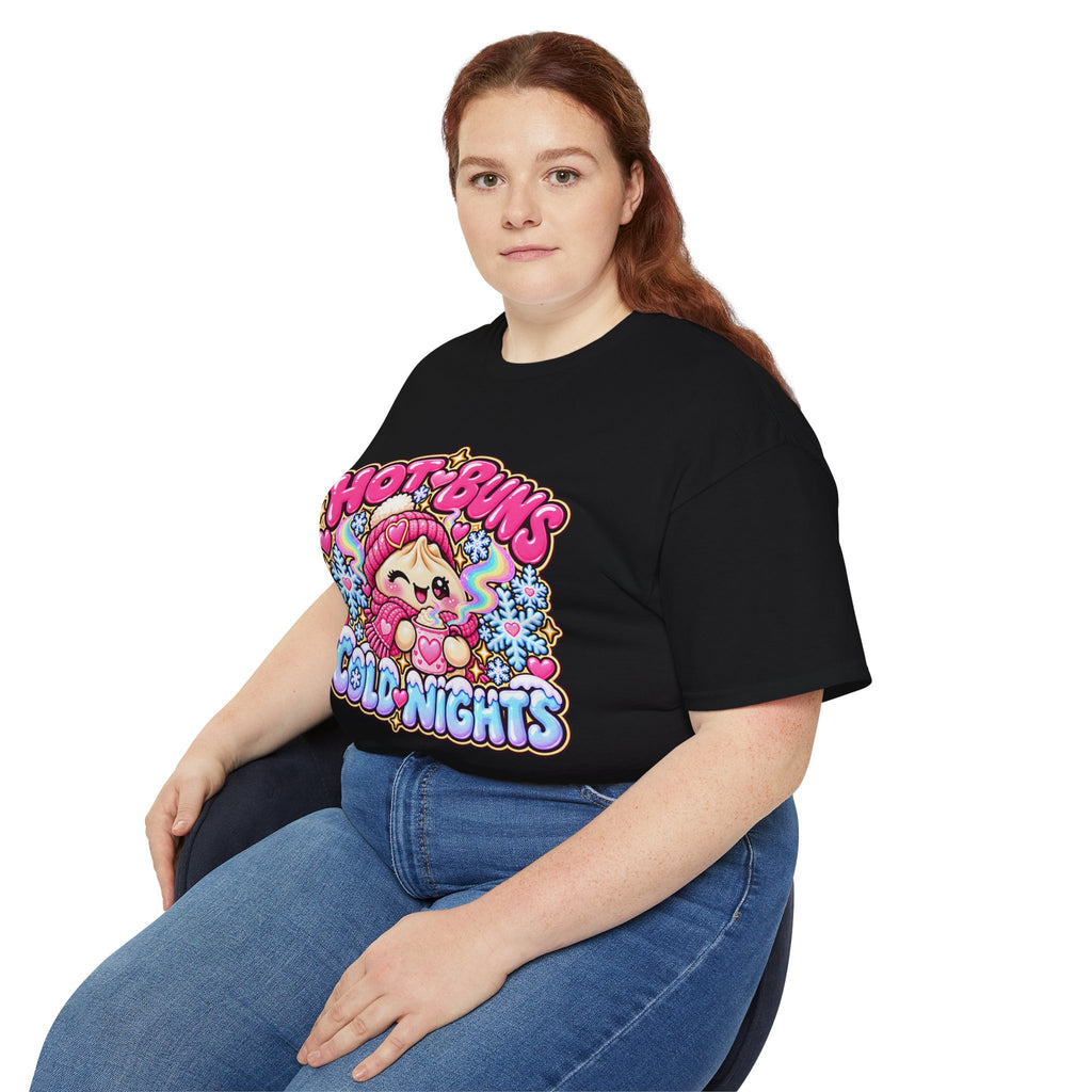 Hot Buns Cold Nights Tee — Cute Winter Graphic T-Shirt
