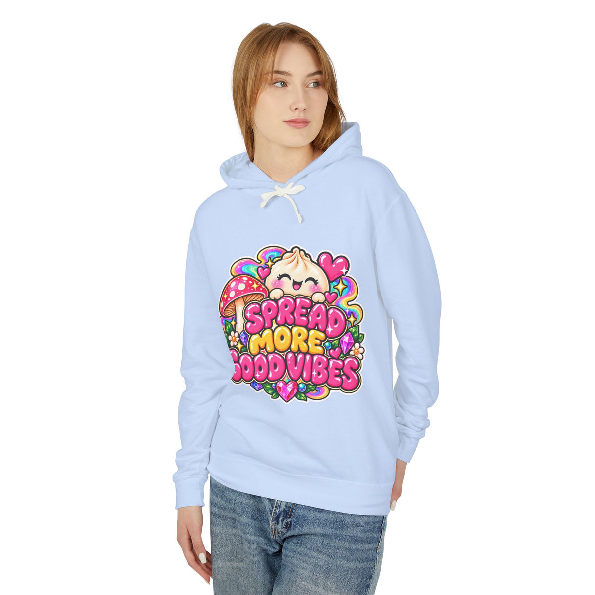 Good Vibes Hoodie — "Spread More Good Vibes" Cute Kawaii Graphic Pullover