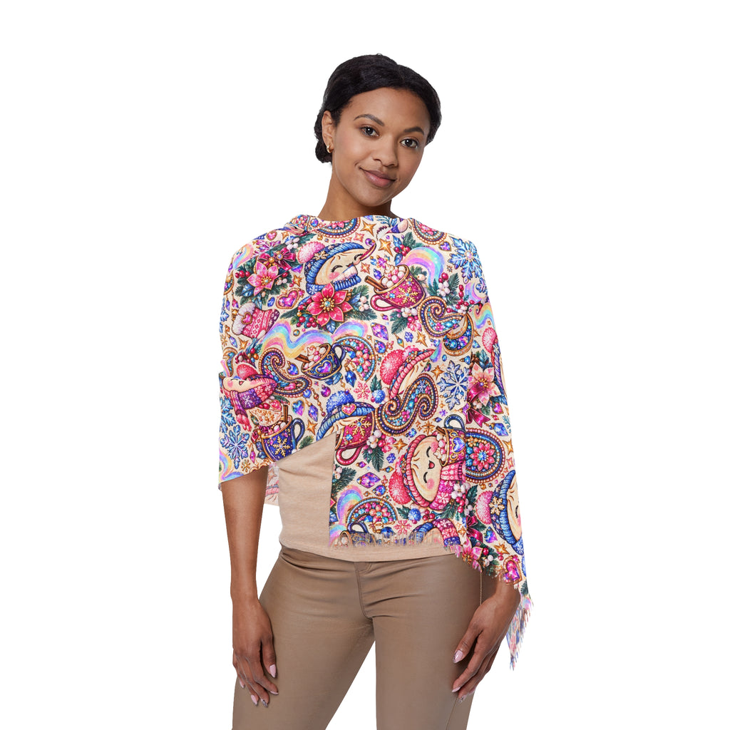 Floral Cozy Dumpling Light Scarf – Colorful Boho Patterned Wrap