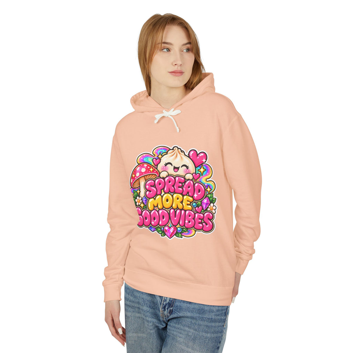 Good Vibes Hoodie — "Spread More Good Vibes" Cute Kawaii Graphic Pullover