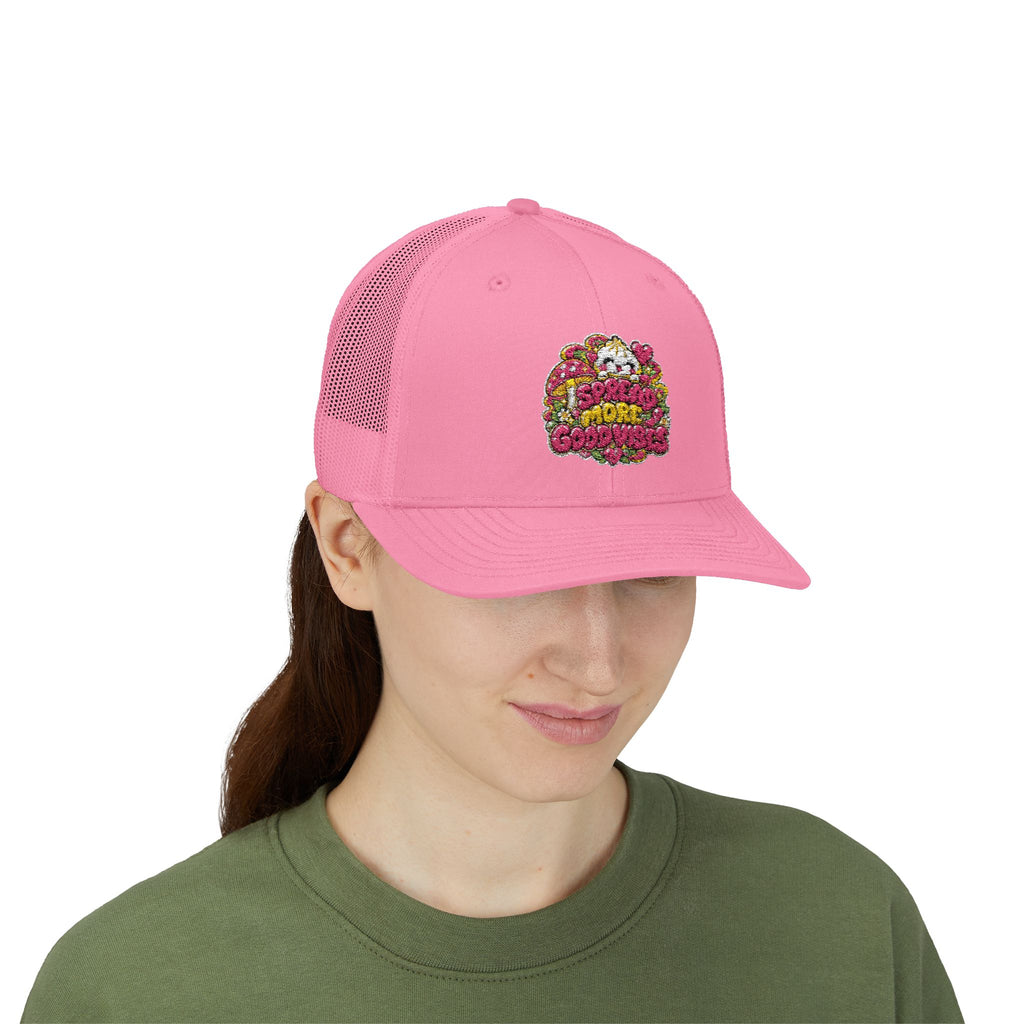 Spread More Good Vibes Snapback Trucker Cap — Sparkle Dumpling Patch Hat