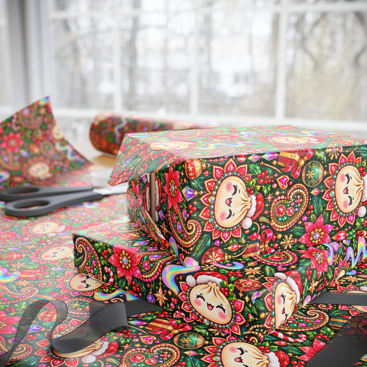 Merry Bunsmas Christmas Wrapping Paper — Psychedelic Dumpling Gift Wrap