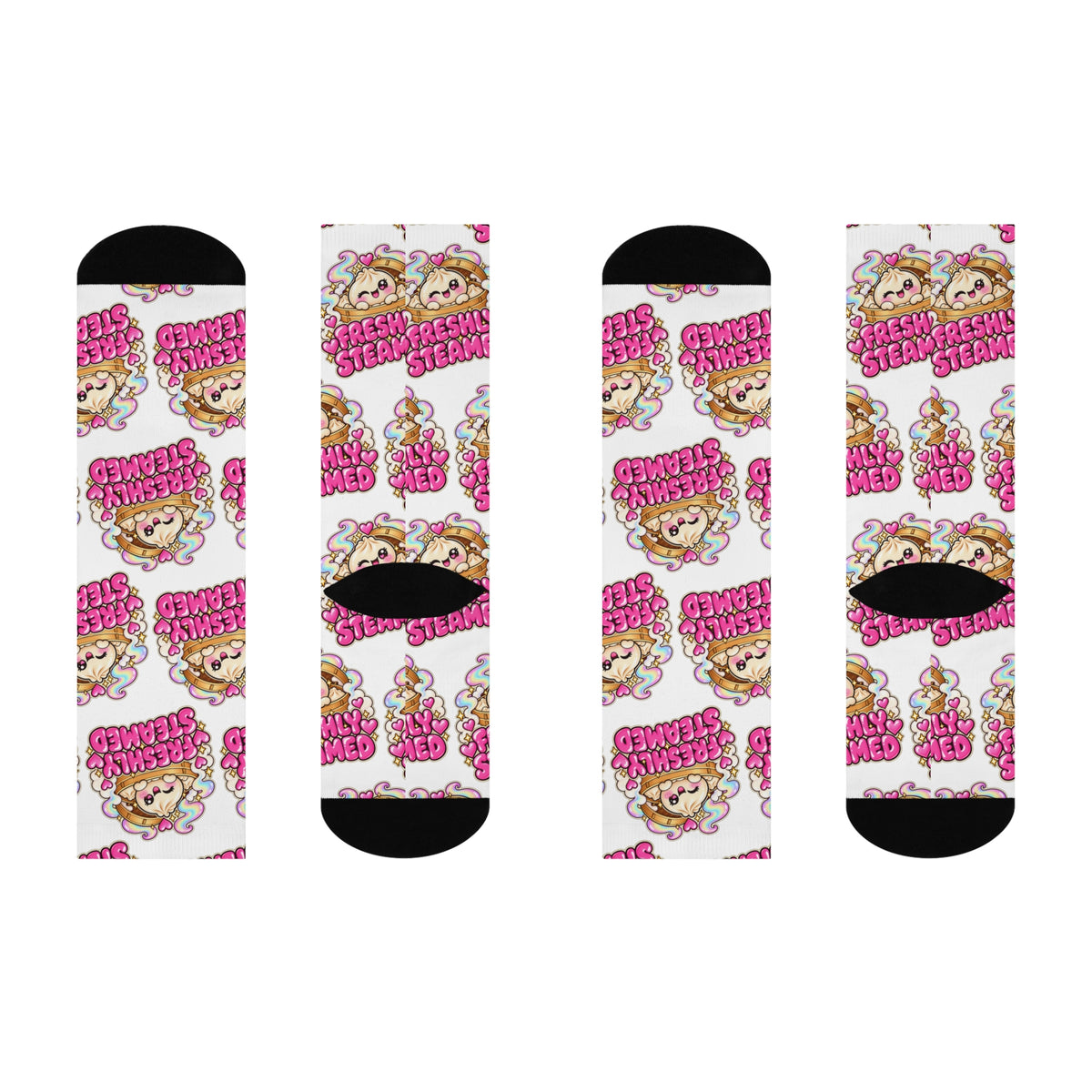 Cushioned Crew Socks — Cute ‘Freshly Steamed’ Cartoon Dumpling Pattern