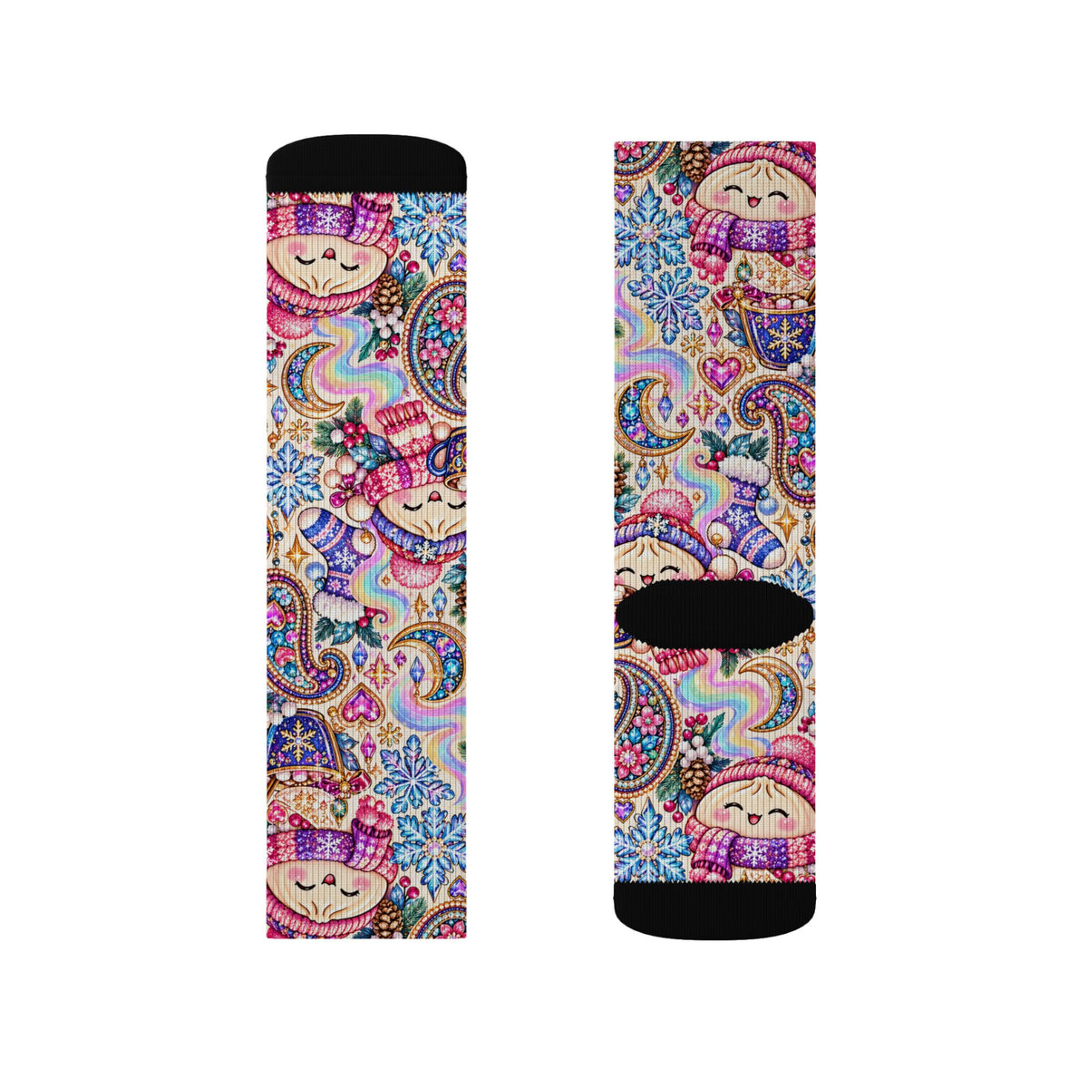 Cozy Buns Club Crew Socks — Psychedelic Dumpling Paisley