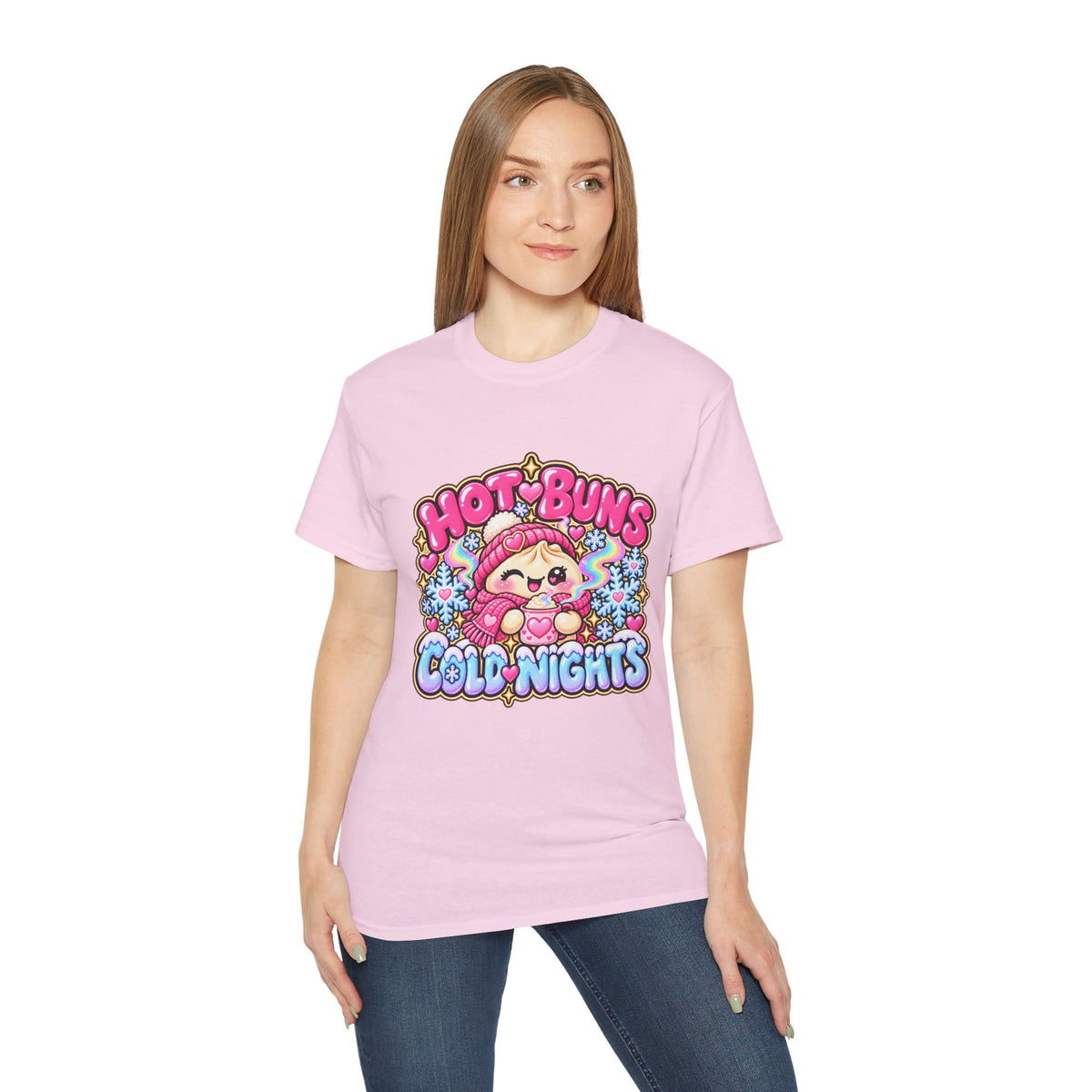 Hot Buns Cold Nights Tee — Cute Winter Graphic T-Shirt