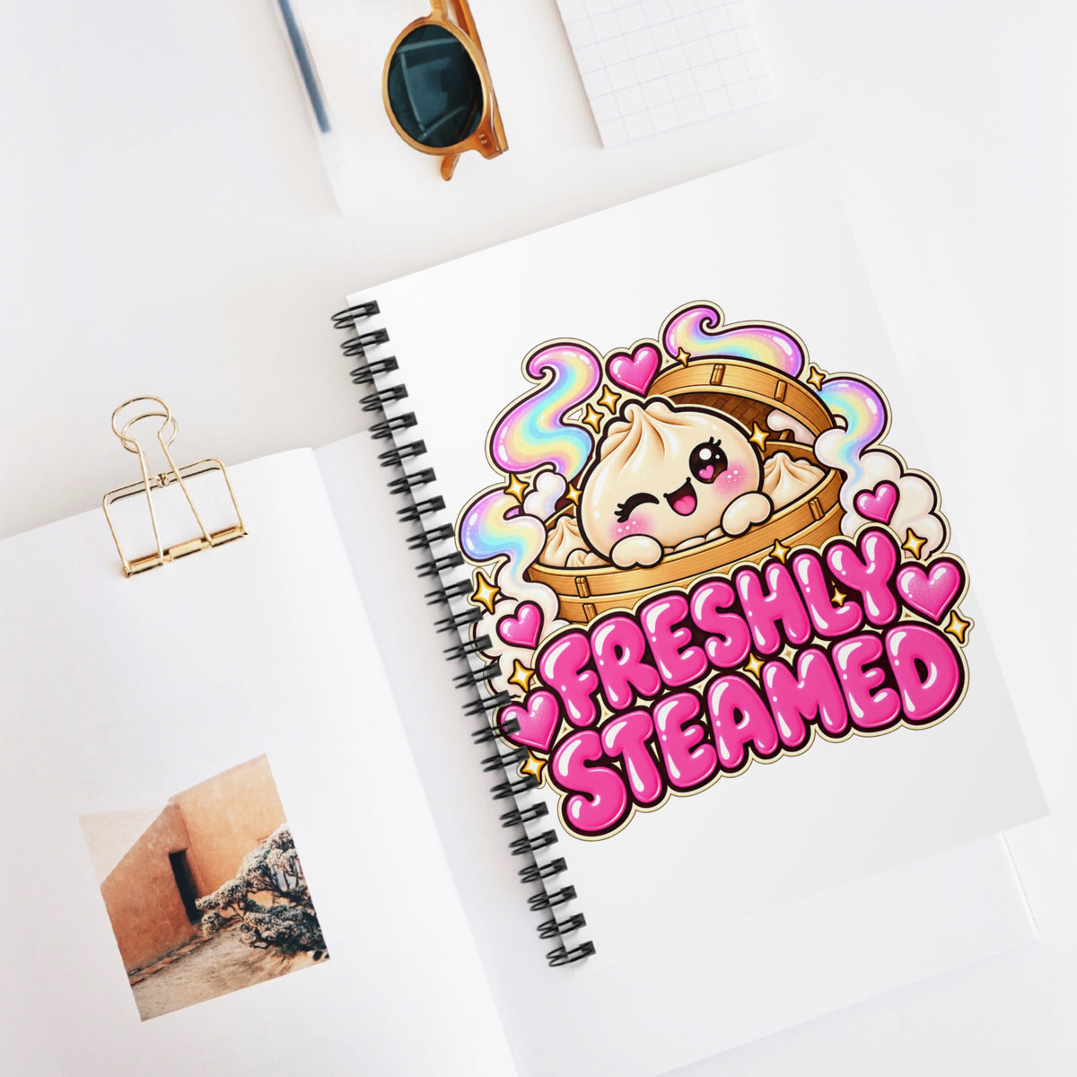 Freshly Steamed Spiral Notebook — Kawaii Dumpling Journal
