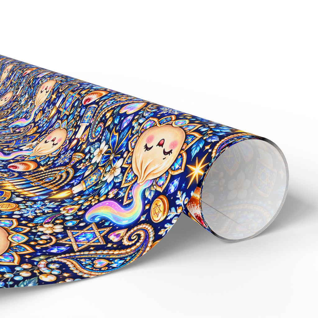 Eight Cozy Nights Hanukkah Wrapping Paper — Kawaii Dumpling Gift Wrap