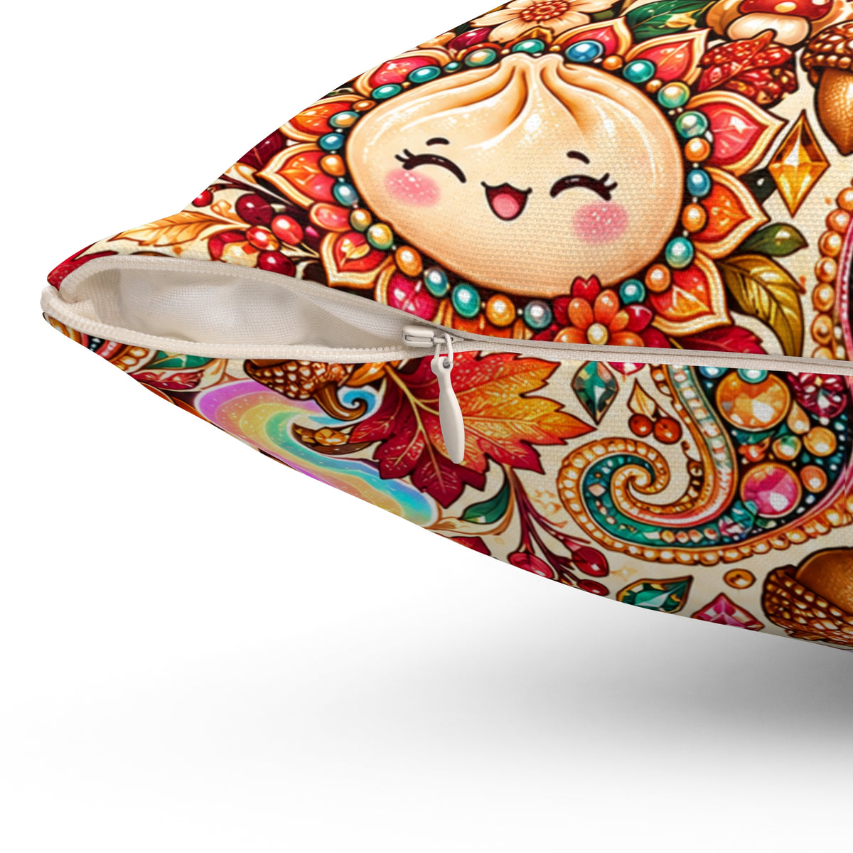 Stuffed Buns Fall Pillow — Pumpkin Dumpling Paisley