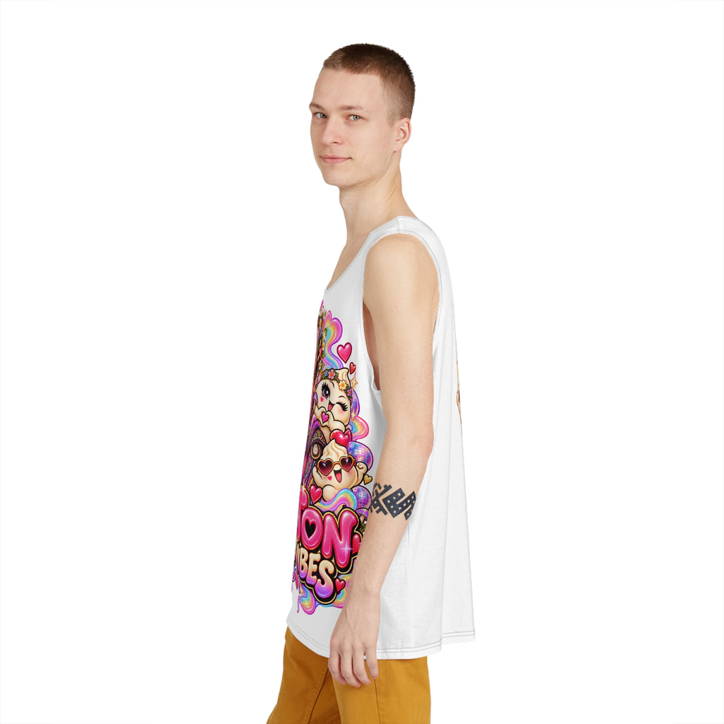 "Wanton Good Vibes" Cute Steamed Bun Graphic Tank Top — Kawaii Dumpling Illustration