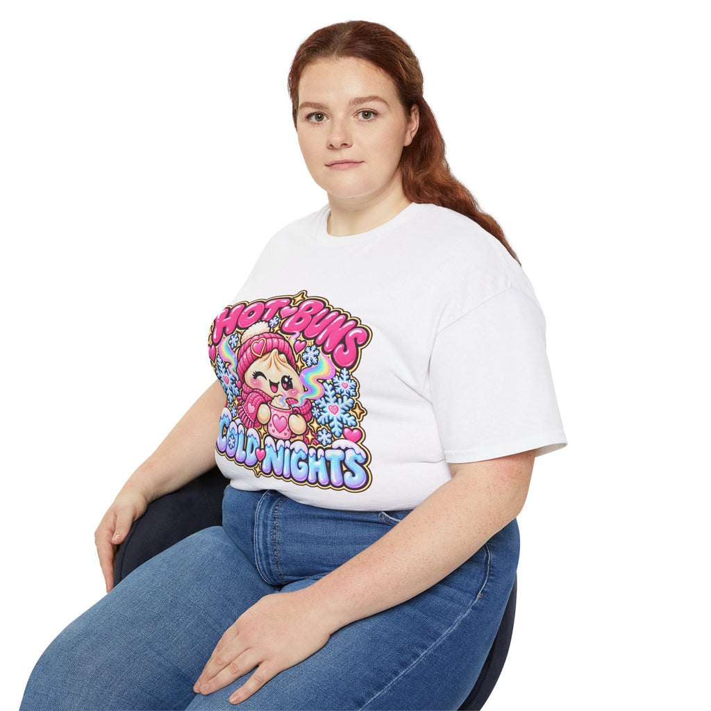 Hot Buns Cold Nights Tee — Cute Winter Graphic T-Shirt