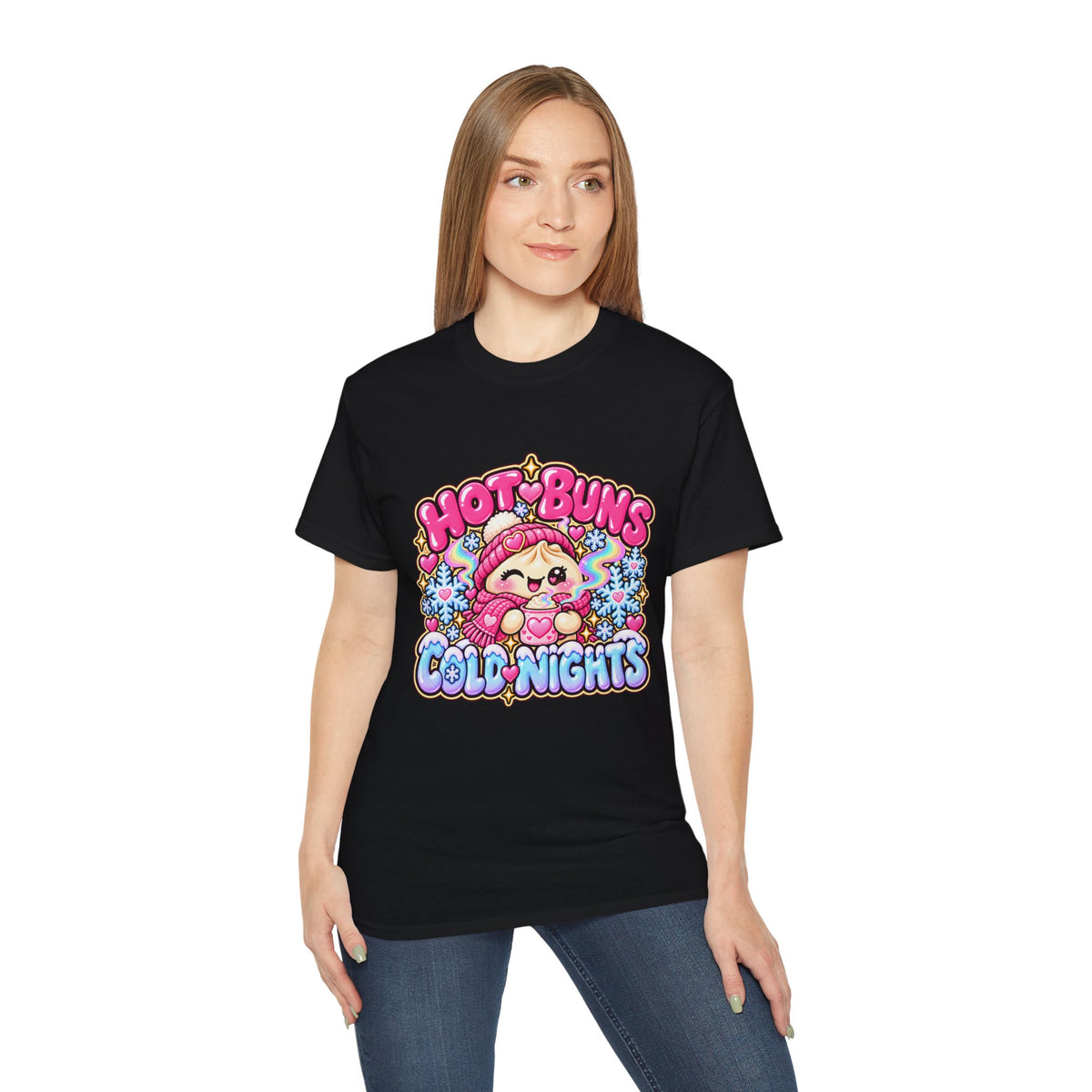 Hot Buns Cold Nights Tee — Cute Winter Graphic T-Shirt