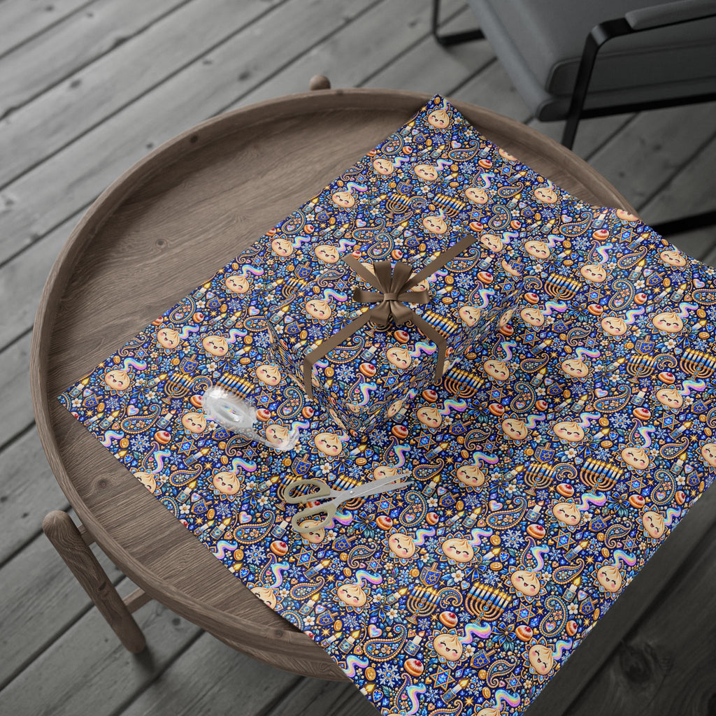 Eight Cozy Nights Hanukkah Wrapping Paper — Kawaii Dumpling Gift Wrap
