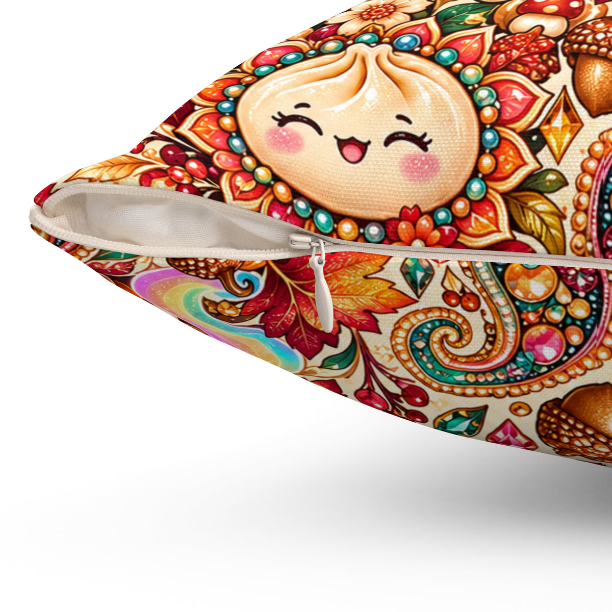 Stuffed Buns Fall Pillow — Pumpkin Dumpling Paisley