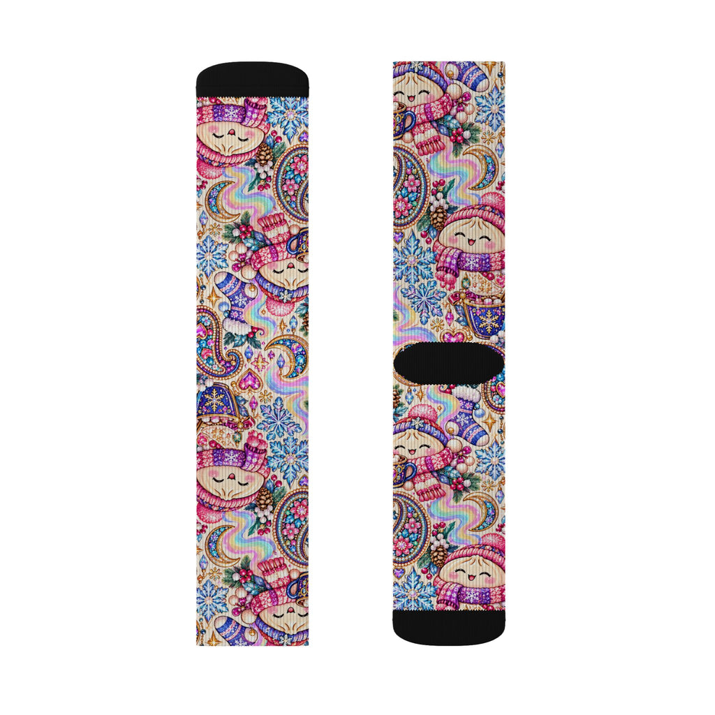 Cozy Buns Club Crew Socks — Psychedelic Dumpling Paisley