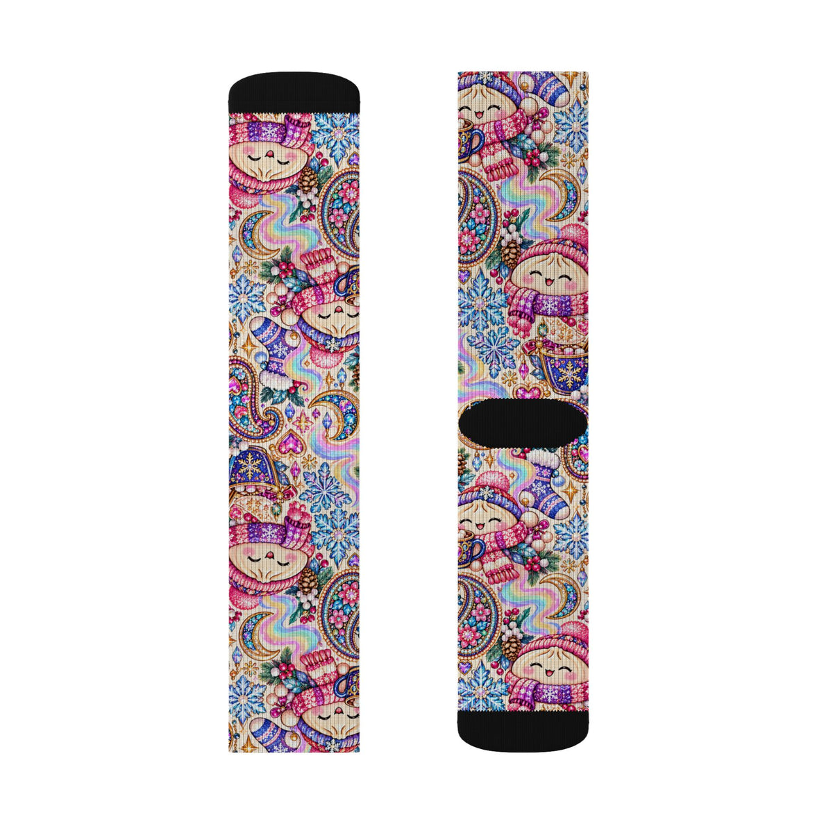 Cozy Buns Club Crew Socks — Psychedelic Dumpling Paisley