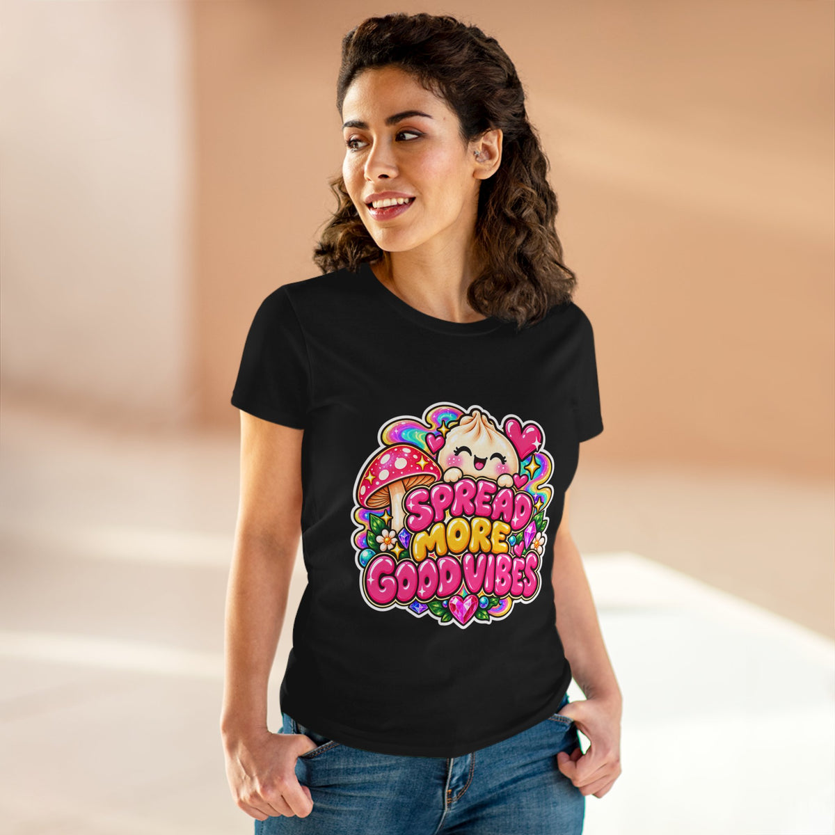 Good Vibes Tee — Cute Kawaii 'Spread More Good Vibes' Women's T-Shirt