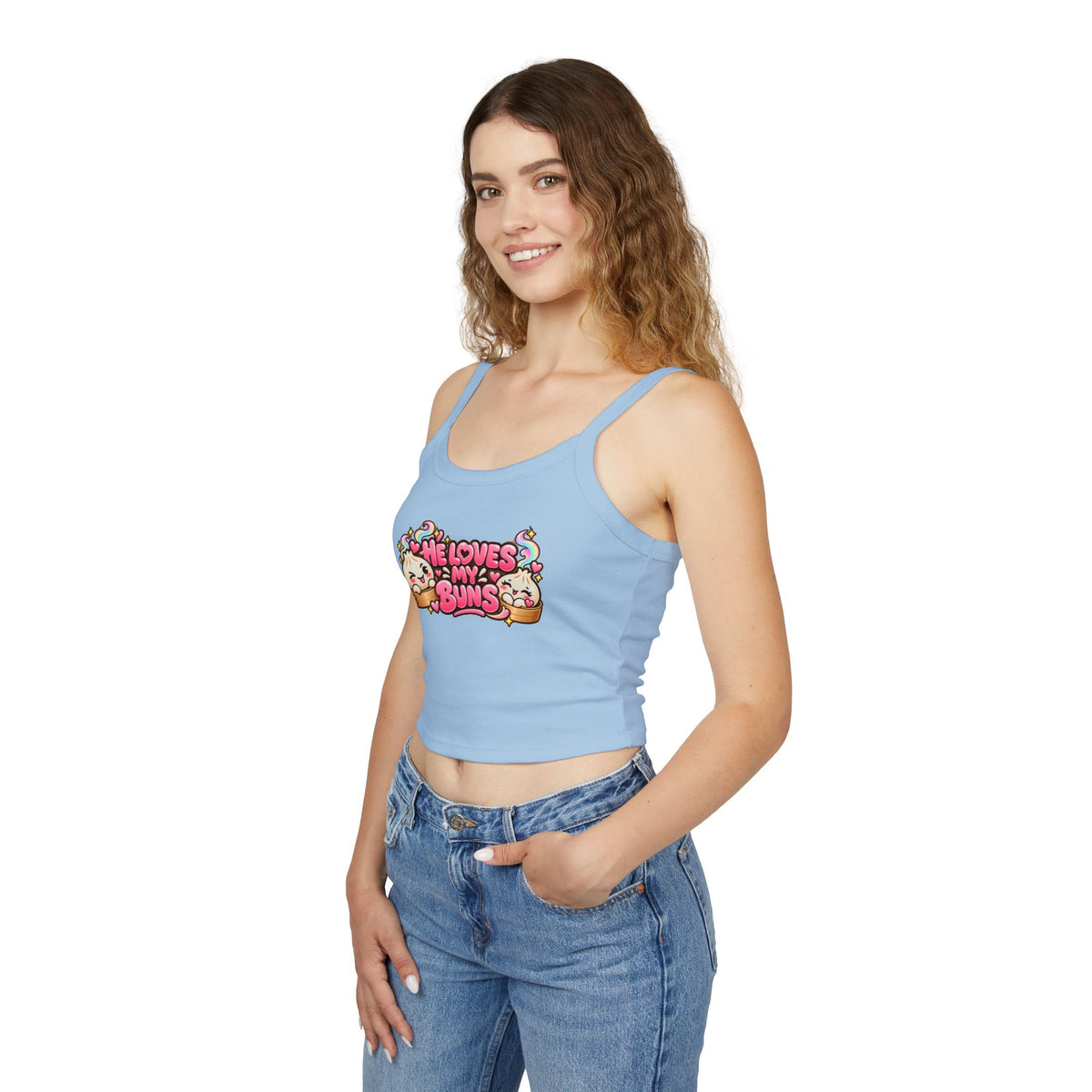 He Loves My Buns Spaghetti Tank — Kawaii Couple Graphic
