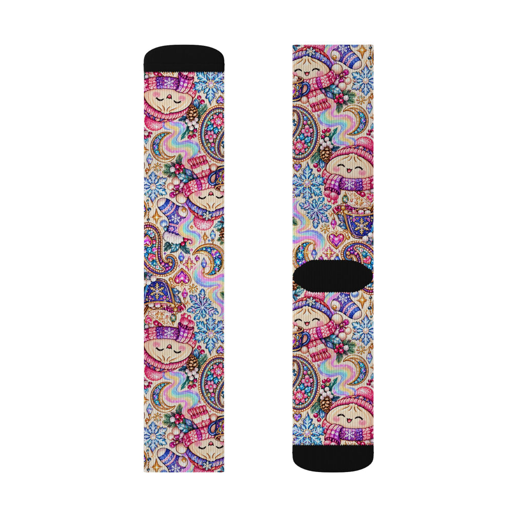 Cozy Buns Club Crew Socks — Psychedelic Dumpling Paisley