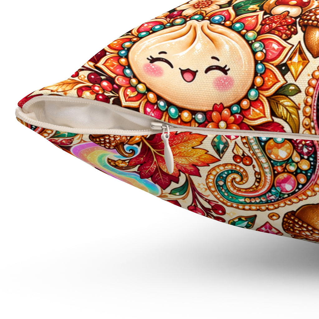Stuffed Buns Fall Pillow — Pumpkin Dumpling Paisley