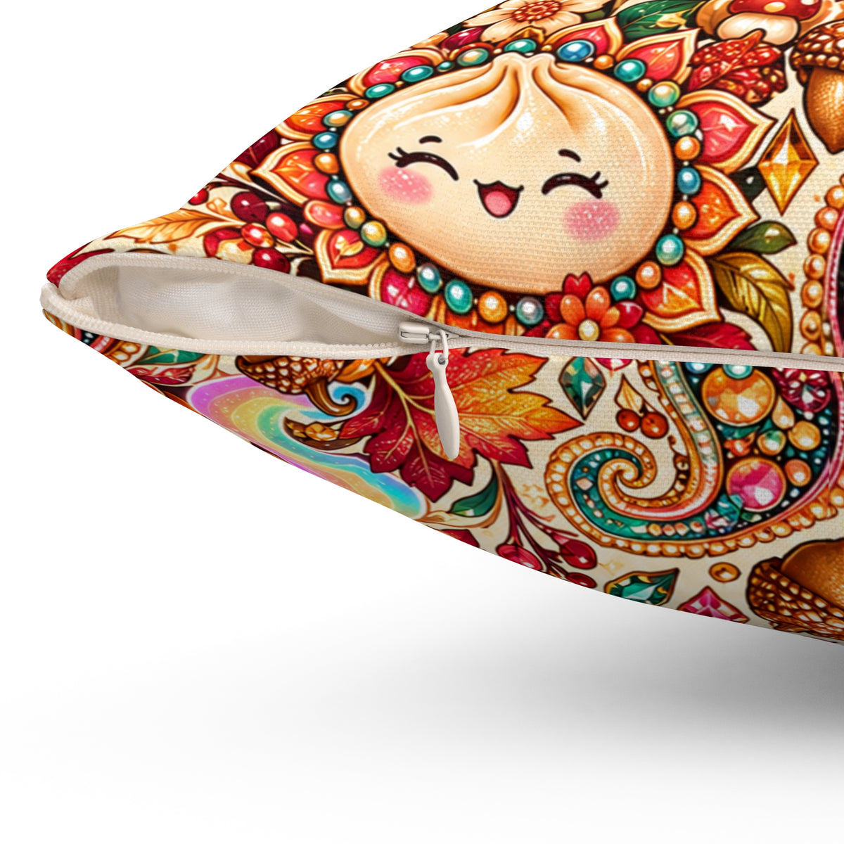 Stuffed Buns Fall Pillow — Pumpkin Dumpling Paisley