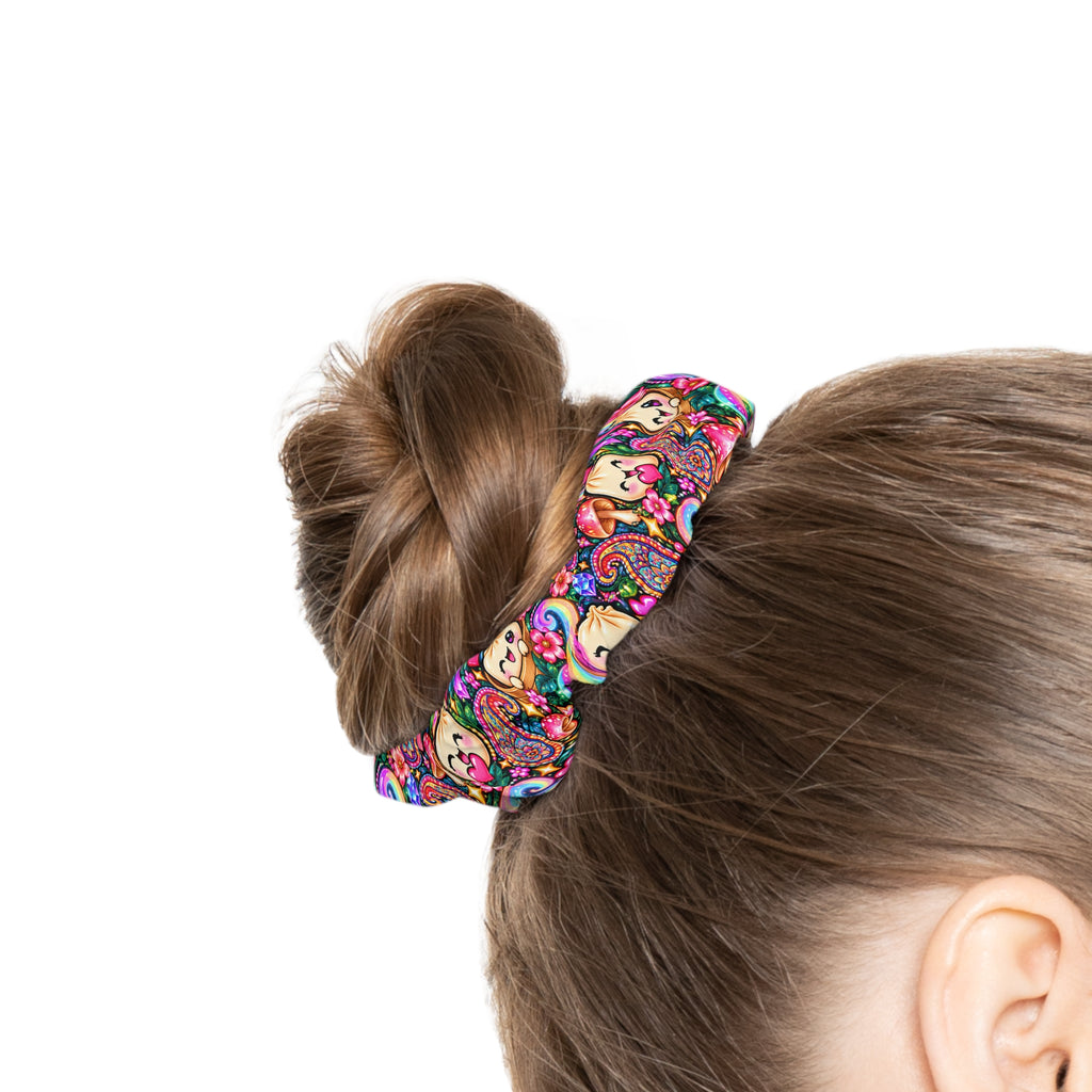 Colorful Kawaii Dumpling Floral Scrunchie — Cute Pastel Rainbow Hair Accessory