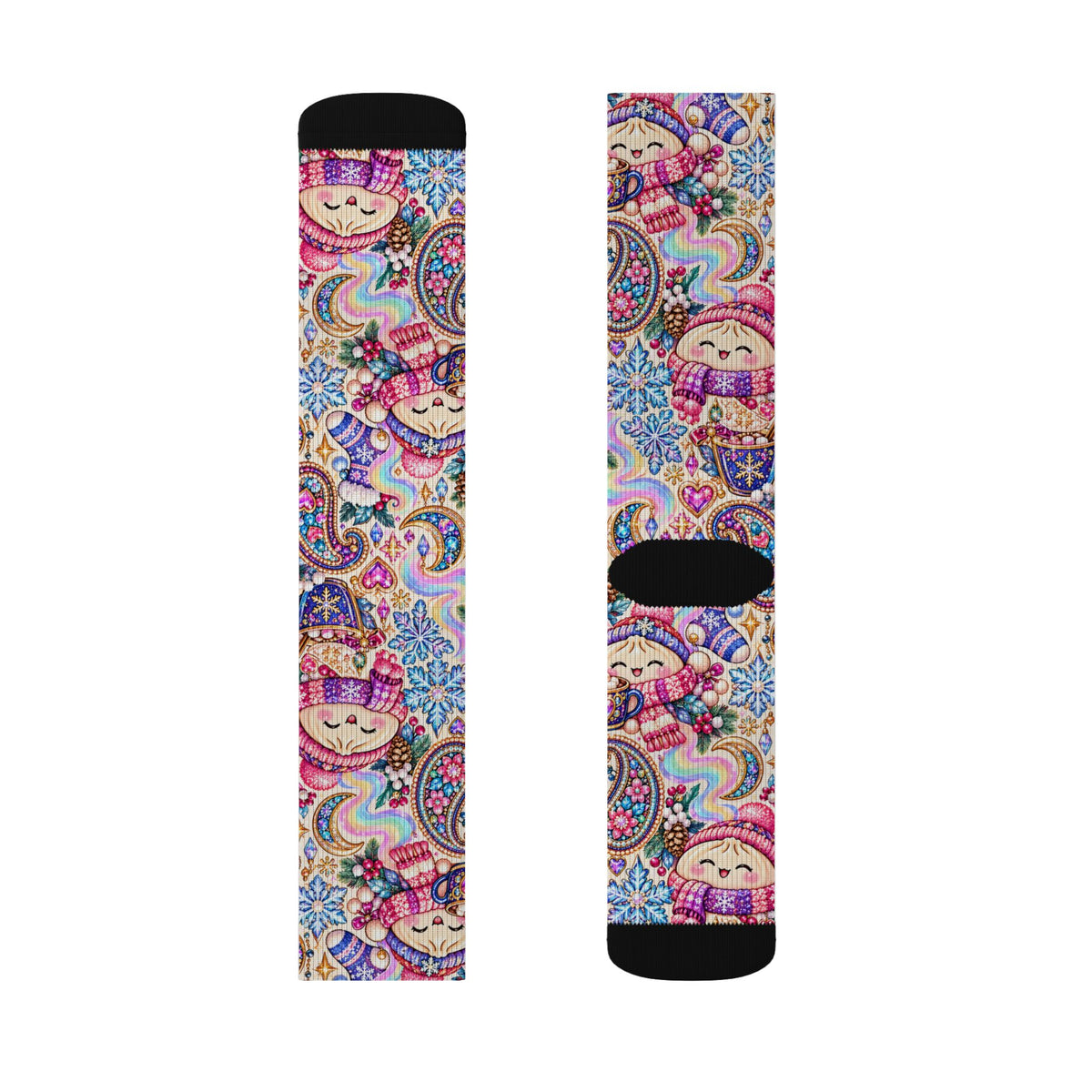 Cozy Buns Club Crew Socks — Psychedelic Dumpling Paisley