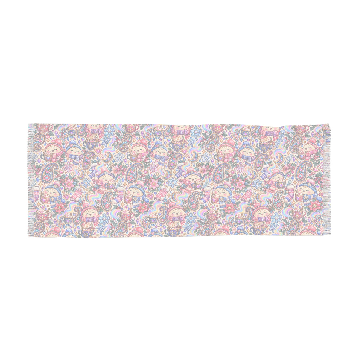 Floral Cozy Dumpling Light Scarf – Colorful Boho Patterned Wrap