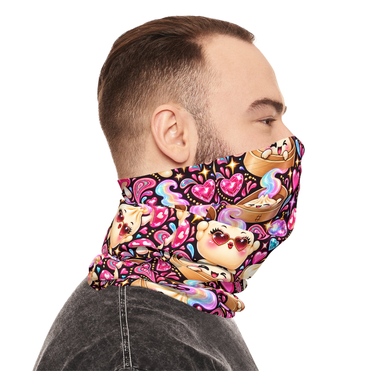 Kawaii Dumpling Neck Gaiter — Colorful Festival Face & Neck Cover