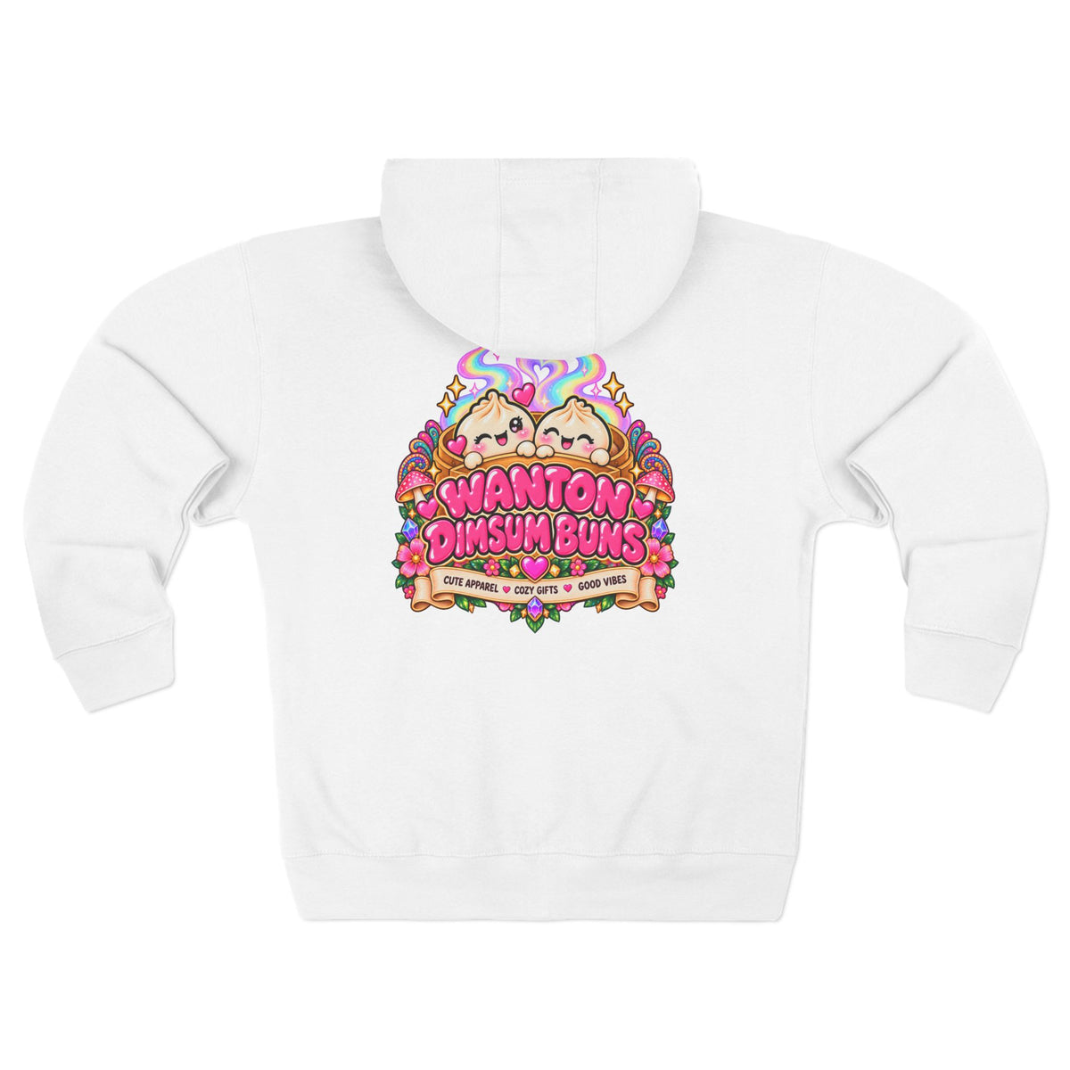 Dim Sum Buns Zip Hoodie — "Spread More Good Vibes" Cute Asian Food Graphic