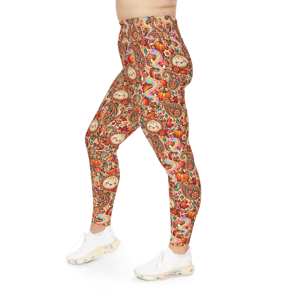 Stuffed Buns Plus Size Fall Leggings — Pumpkin Dumpling Print