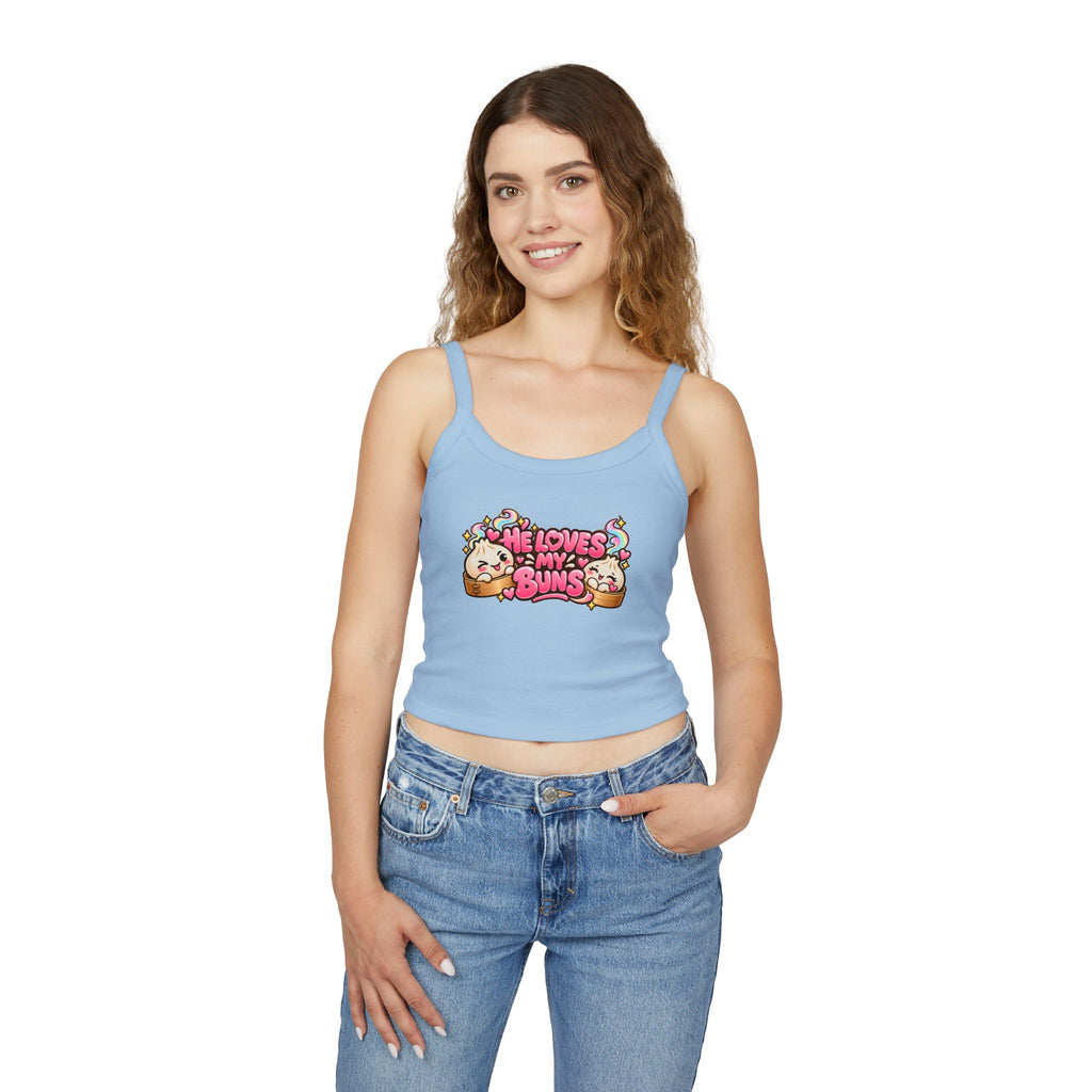 He Loves My Buns Spaghetti Tank — Kawaii Couple Graphic