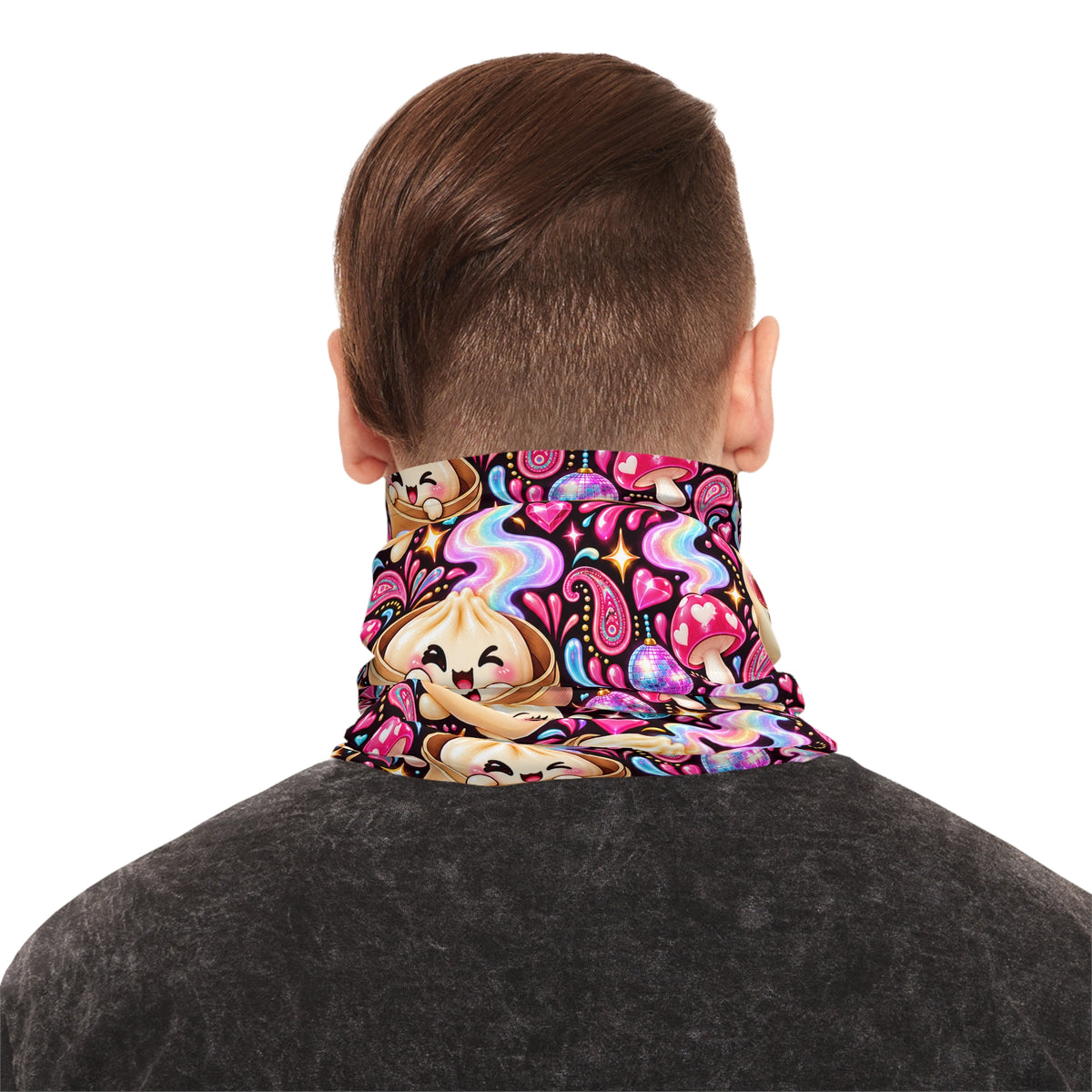 Kawaii Dumpling Neck Gaiter — Colorful Festival Face & Neck Cover
