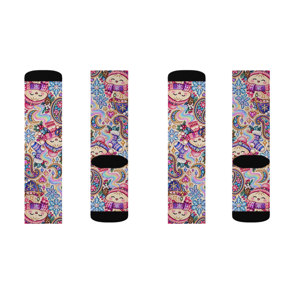 Cozy Buns Club Crew Socks — Psychedelic Dumpling Paisley