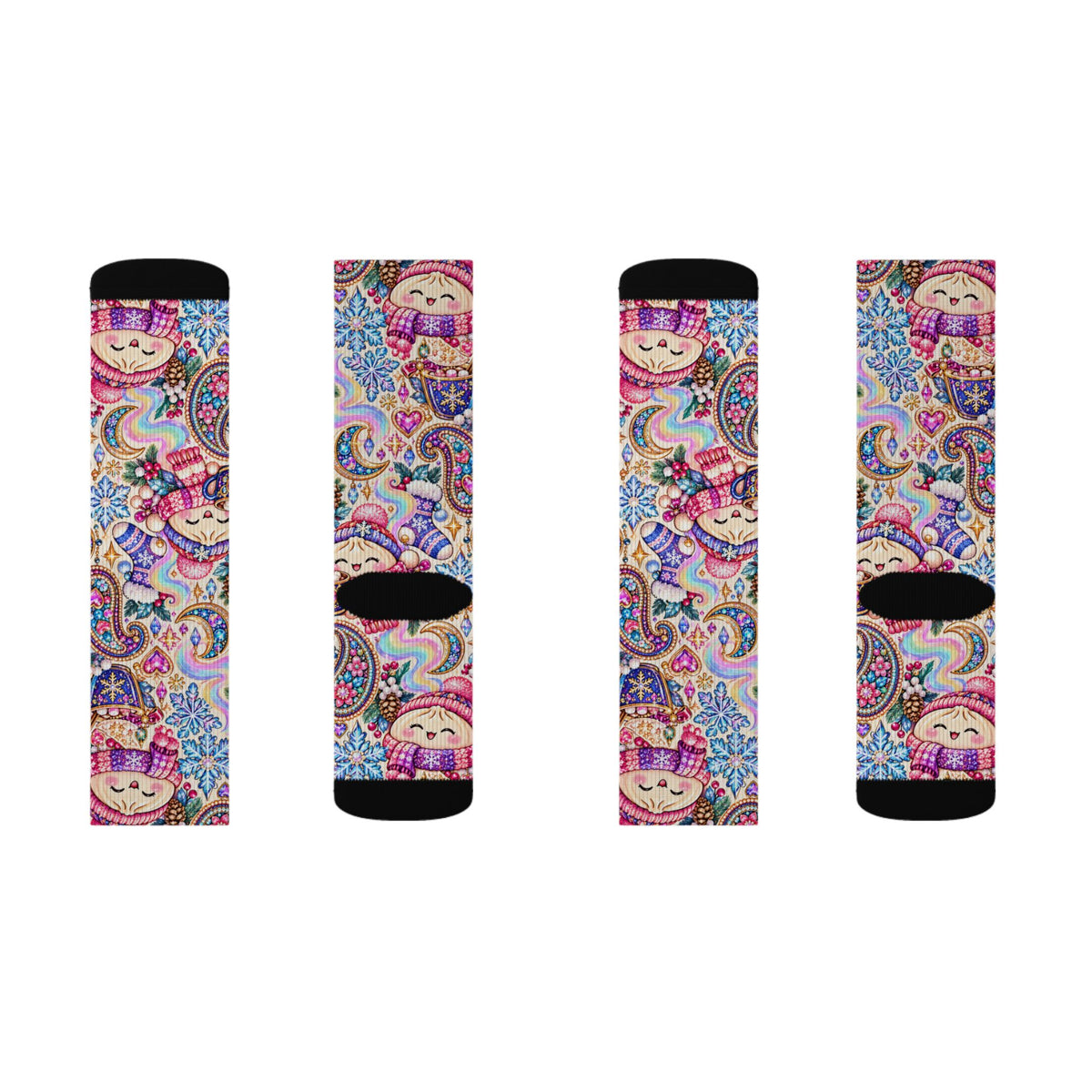 Cozy Buns Club Crew Socks — Psychedelic Dumpling Paisley
