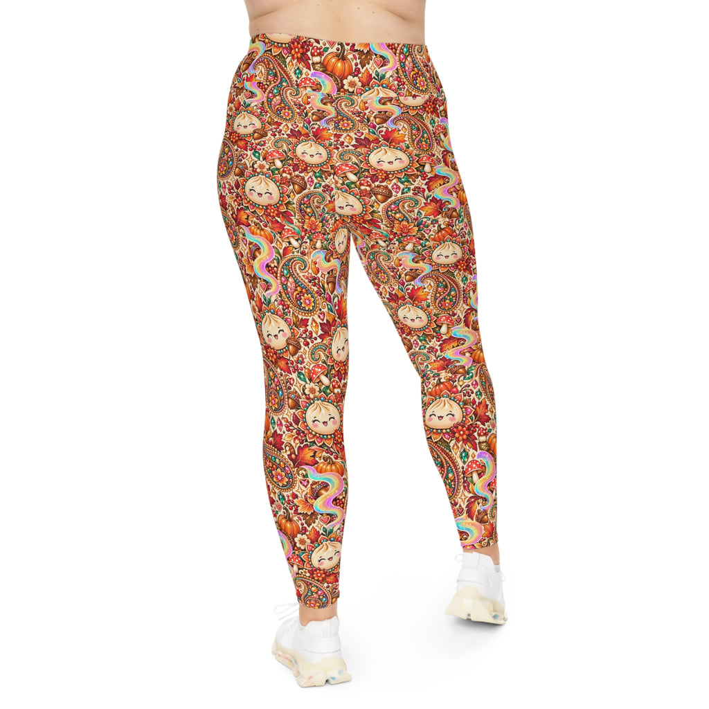 Stuffed Buns Plus Size Fall Leggings — Pumpkin Dumpling Print