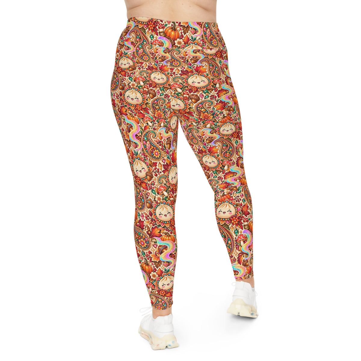 Stuffed Buns Plus Size Fall Leggings — Pumpkin Dumpling Print