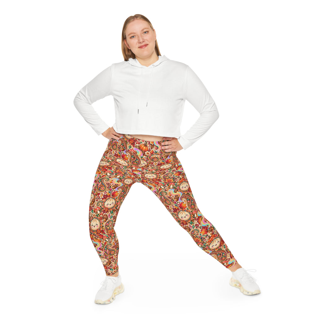 Stuffed Buns Plus Size Fall Leggings — Pumpkin Dumpling Print