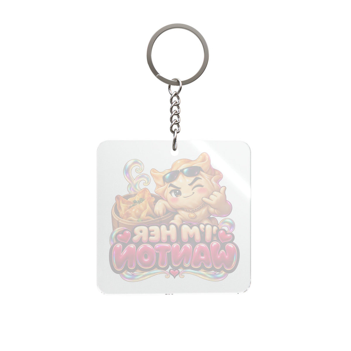 I'm Her Wanton Square Keychain — Cute Kawaii Dumpling Couple Accessory